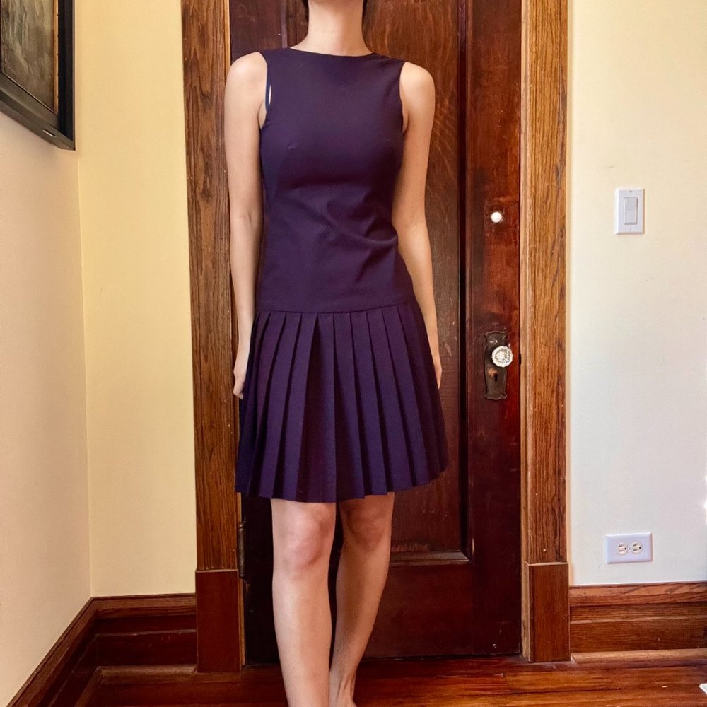Theory - Eggplant / Purple Pleated Dress - Sz 0 - Like New/Great Condition